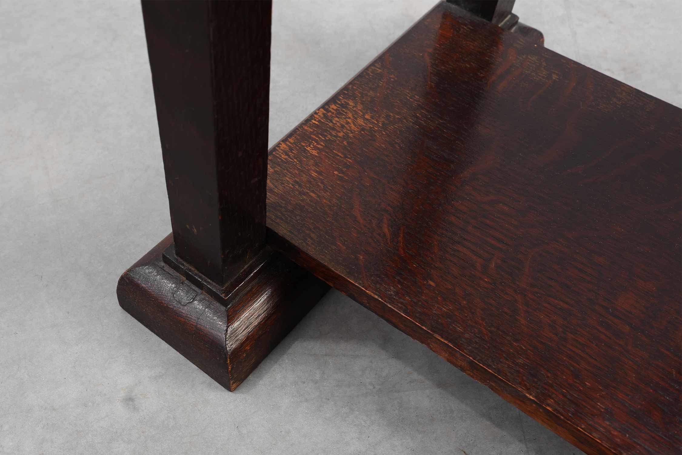 Art Deco dark oak pedestal, Belgium 1920sthumbnail